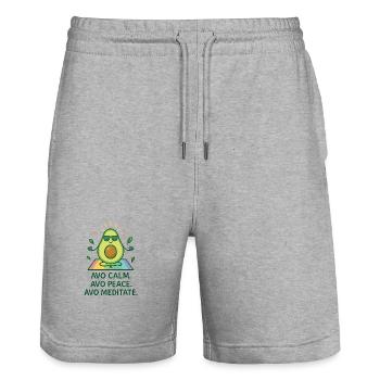 Avo Calm Avo Peace Avo Meditate Avocado - Stanley/Stella Trainer Unisex Organic Jogging Shorts - heather grey - Front - Nik (191cm) & Marisol (170cm)