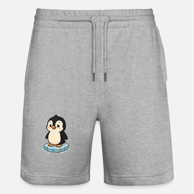 Pingouin mignon sur bloc de glace - Short de jogging bio TRAINER Stanley/Stella unisexe - gris chiné