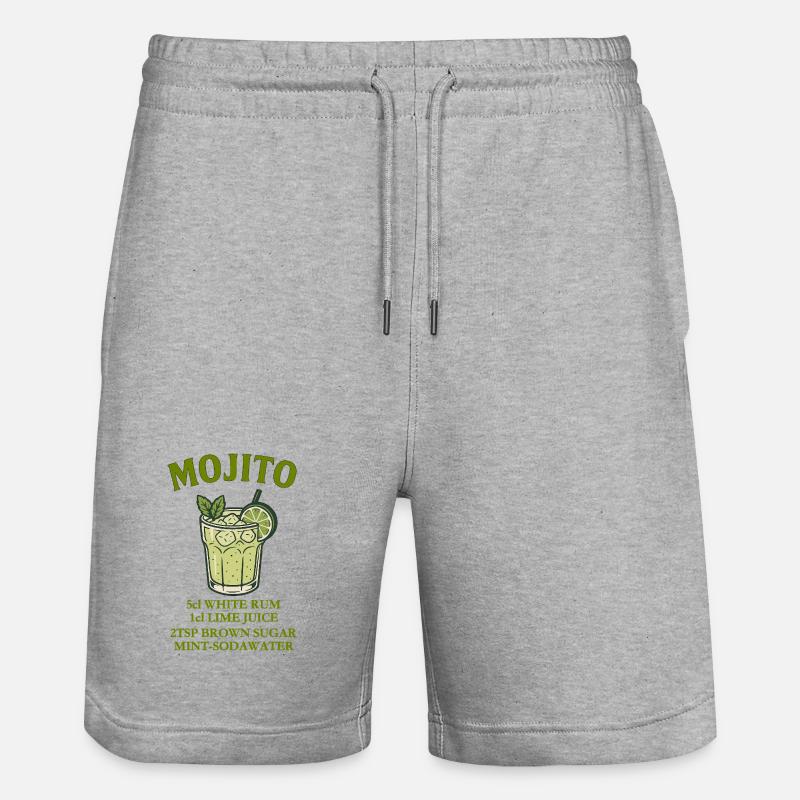 Mojito Design mit Limette und Minze - Stanley/Stella Unisex Bio Joggingshorts Trainer  - Grau meliert