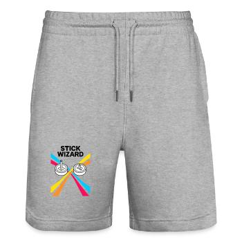 Stick Wizard Conception de jeu rétro - Short de jogging bio TRAINER Stanley/Stella unisexe - gris chiné - Devant - Nik (191cm) & Marisol (170cm)