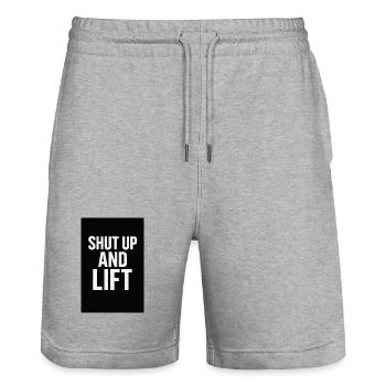 Dicton de remise en forme motivante - Short de jogging bio TRAINER Stanley/Stella unisexe - gris chiné - Devant - Nik (191cm) & Marisol (170cm)