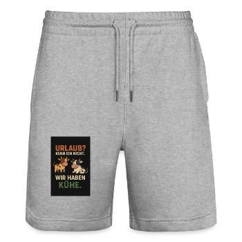 Urlaub? Wir haben Kühe - Stanley/Stella Unisex Bio Joggingshorts Trainer  - Grau meliert - Vorne - Nik (191cm) & Marisol (170cm)