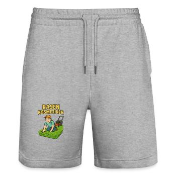 Rasenkosmetiker Humor Design - Stanley/Stella Unisex Bio Joggingshorts Trainer  - Grau meliert - Vorne - Nik (191cm) & Marisol (170cm)