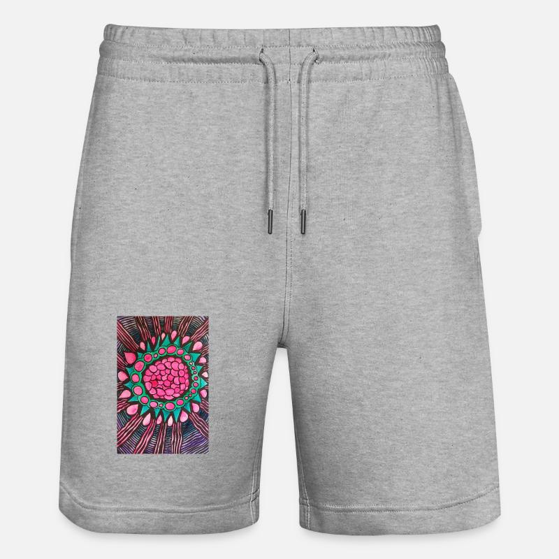 Raspberry - Stanley/Stella Trainer Unisex Organic Jogging Shorts - heather grey