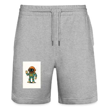 free palestine - Stanley/Stella Trainer Unisex Organic Jogging Shorts - heather grey - Front - Nik (191cm) & Marisol (170cm)