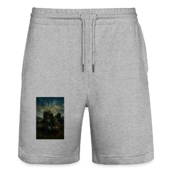 Motivierendes ukrainisches Kampfschatten-Design - Stanley/Stella Unisex Bio Joggingshorts Trainer  - Grau meliert - Vorne - Nik (191cm) & Marisol (170cm)