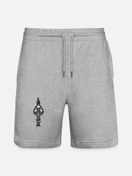 Avi Collection – Skulls & Flame - Stanley/Stella Trainer Unisex Organic Jogging Shorts - heather grey