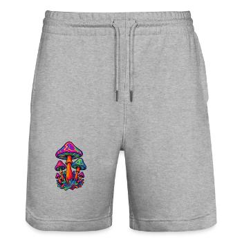 Neon-Pilz-Illustration - Stanley/Stella Unisex Bio Joggingshorts Trainer  - Grau meliert - Vorne - Nik (191cm) & Marisol (170cm)