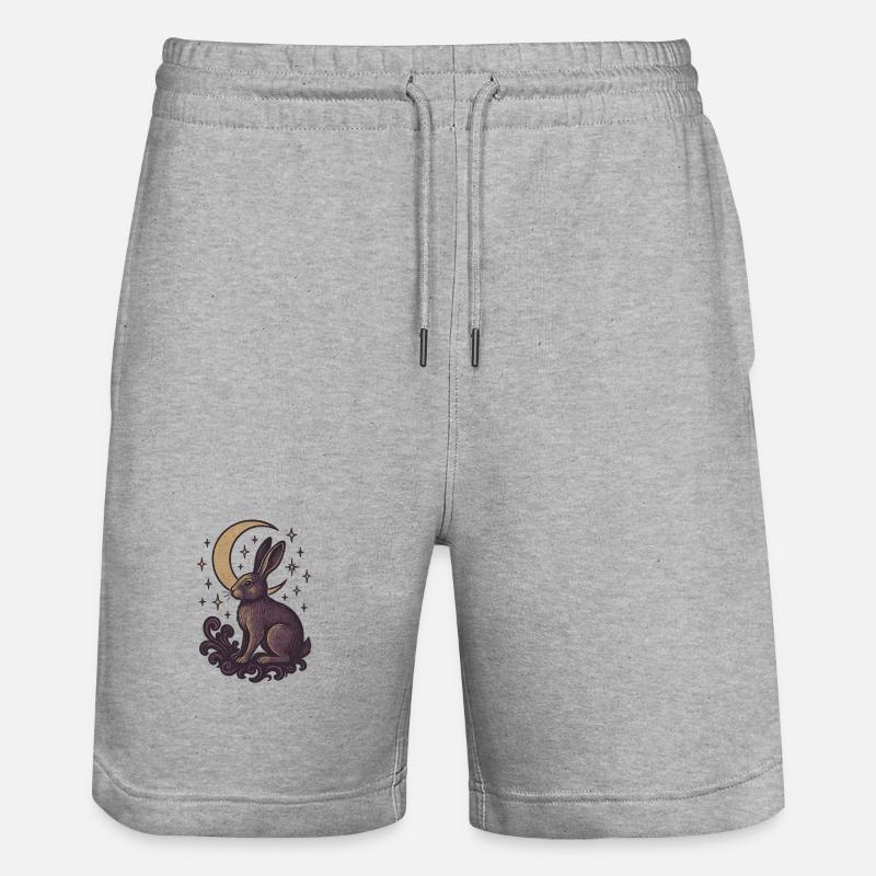 Lièvre céleste Illustration mystique - Short de jogging bio TRAINER Stanley/Stella unisexe - gris chiné