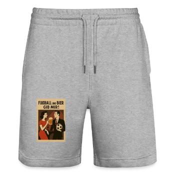 Farbiger Fußball und Biergeist Druckdesign - Stanley/Stella Unisex Bio Joggingshorts Trainer  - Grau meliert - Vorne - Nik (191cm) & Marisol (170cm)