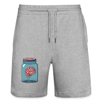 Cerveau Idée de Cadeau Pour Etudiant Médecine - Short de jogging bio TRAINER Stanley/Stella unisexe - gris chiné - Devant - Nik (191cm) & Marisol (170cm)