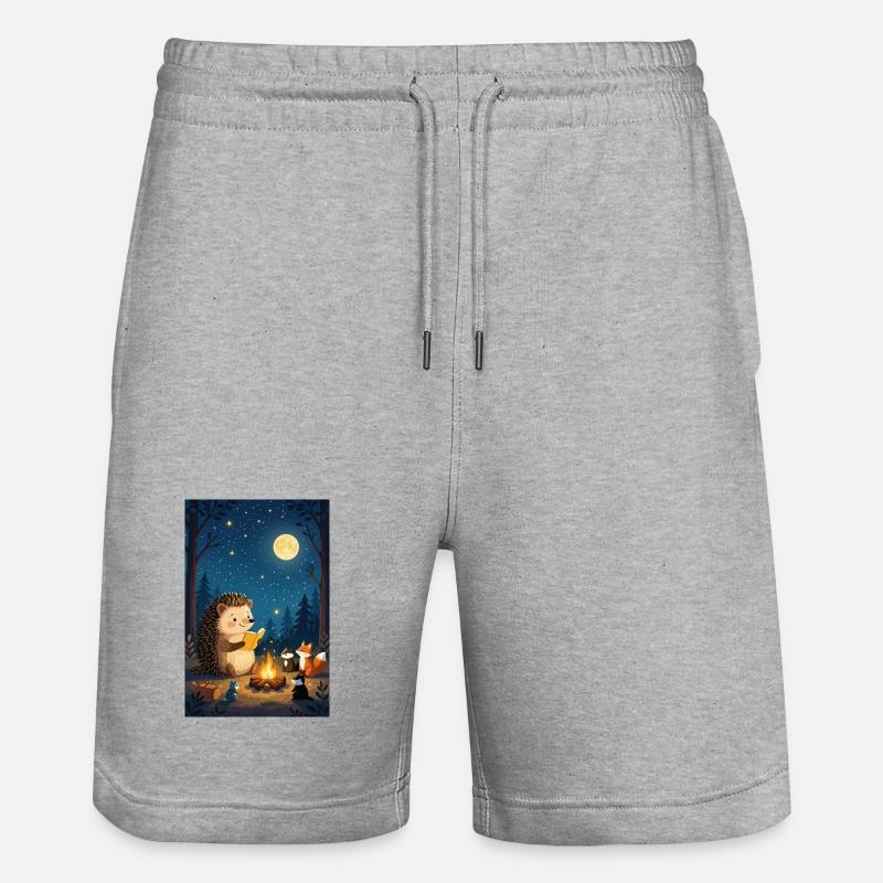 Hérisson conteur sous la lune - Short de jogging bio TRAINER Stanley/Stella unisexe - gris chiné