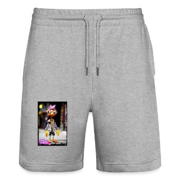 Colorful Punk Bird Design for Kids Doll - Stanley/Stella Trainer Unisex Organic Jogging Shorts - heather grey - Front - Nik (191cm) & Marisol (170cm)