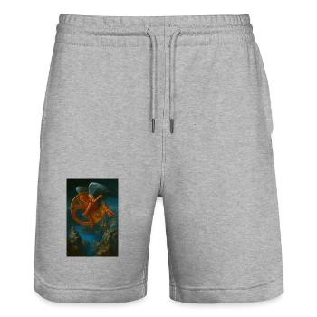 Fantasy Mechanical Flying Creature Design - Stanley/Stella Trainer Unisex Organic Jogging Shorts - heather grey - Front - Nik (191cm) & Marisol (170cm)