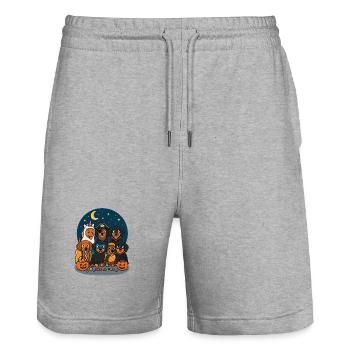 Halloween Kinder Hunde - Stanley/Stella Unisex Bio Joggingshorts Trainer  - Grau meliert - Vorne - Nik (191cm) & Marisol (170cm)