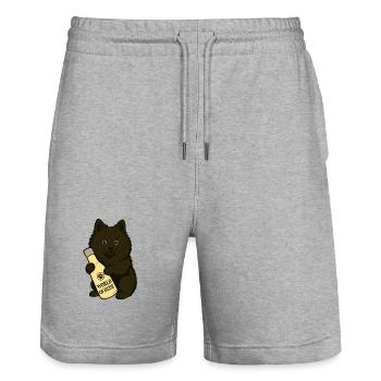 Niedlicher Spitz (Hund) mit Flasche - Stanley/Stella Unisex Bio Joggingshorts Trainer  - Grau meliert - Vorne - Nik (191cm) & Marisol (170cm)
