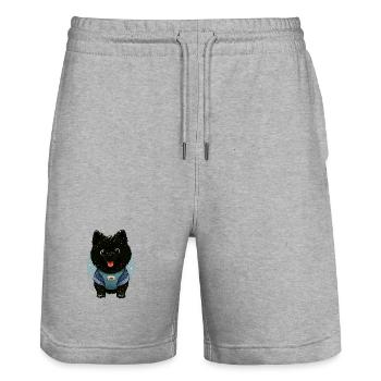 Cute Spitz Cartoon with Snow - Stanley/Stella Trainer Unisex Organic Jogging Shorts - heather grey - Front - Nik (191cm) & Marisol (170cm)