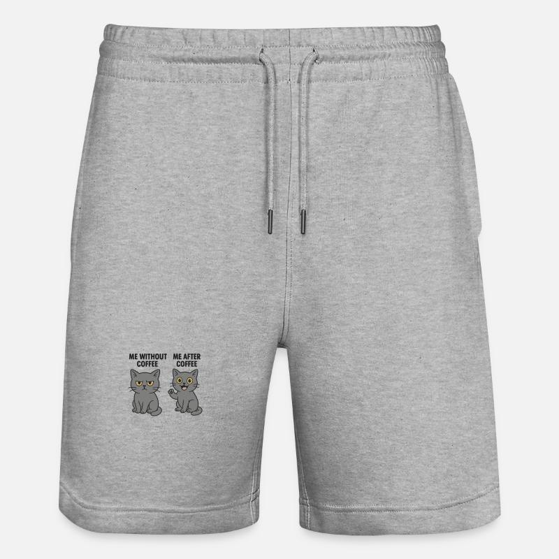 Cat memes: Grumpy without coffee - Stanley/Stella Trainer Unisex Organic Jogging Shorts - heather grey
