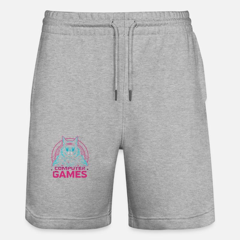 Games Logo mit Neon-Design - Stanley/Stella Unisex Bio Joggingshorts Trainer - Grau meliert