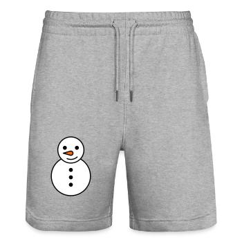Snowman illustration for winter fashion - Stanley/Stella Trainer Unisex Organic Jogging Shorts - heather grey - Front - Nik (191cm) & Marisol (170cm)