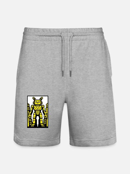 Cat Robot in Stadtlandschaft - Stanley/Stella Unisex Bio Joggingshorts Trainer - Grau meliert