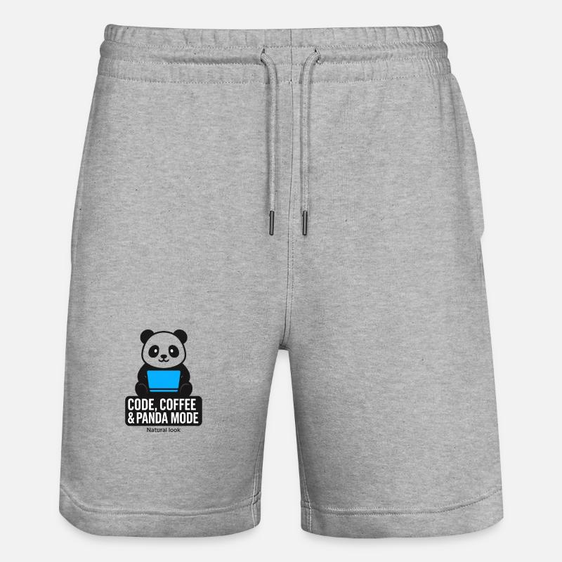 Code, Coffee &amp; Panda Style - Stanley/Stella Trainer Unisex Organic Jogging Shorts - heather grey