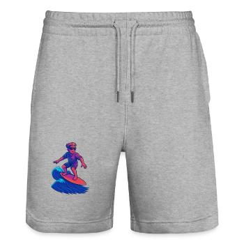 Wave Rider - Stanley/Stella Trainer Unisex Organic Jogging Shorts - heather grey - Front - Nik (191cm) & Marisol (170cm)