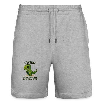 Ich wünschte, die Dinosaurier wären noch am Leben - Stanley/Stella Unisex Bio Joggingshorts Trainer  - Grau meliert - Vorne - Nik (191cm) & Marisol (170cm)