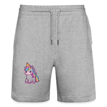 Colorful unicorn with rainbow mane - Stanley/Stella Trainer Unisex Organic Jogging Shorts - heather grey - Front - Nik (191cm) & Marisol (170cm)