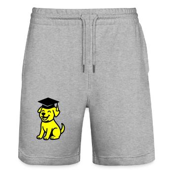 Bachelor Hund / Diplom Hund - Stanley/Stella Unisex Bio Joggingshorts Trainer  - Grau meliert - Vorne - Nik (191cm) & Marisol (170cm)