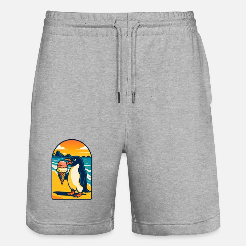 Pingouin Glace Coucher de soleil - Short de jogging bio TRAINER Stanley/Stella unisexe - gris chiné