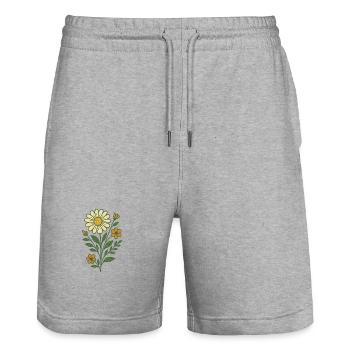 Blumentstrauß - Stanley/Stella Unisex Bio Joggingshorts Trainer  - Grau meliert - Vorne - Nik (191cm) & Marisol (170cm)