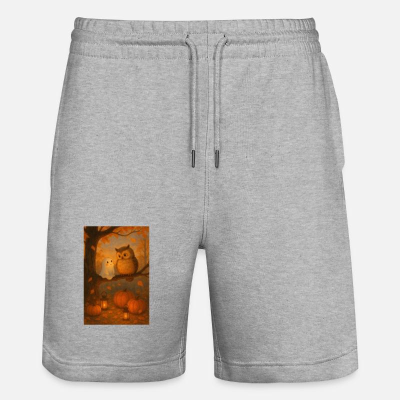 Fantôme avec hibou mignon - Short de jogging bio TRAINER Stanley/Stella unisexe - gris chiné
