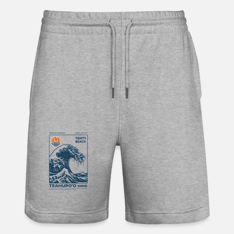 Vague Teahupo'o Tahiti Bleu Océan - Short de jogging bio TRAINER Stanley/Stella unisexe - gris chiné