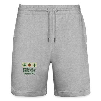 Plot Paradise Perfect - Stanley/Stella Trainer Unisex Organic Jogging Shorts - heather grey - Front - Nik (191cm) & Marisol (170cm)