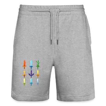 Colorful Fantasy Swords Design - Stanley/Stella Trainer Unisex Organic Jogging Shorts - heather grey - Front - Nik (191cm) & Marisol (170cm)