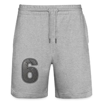 Sechs Metalltextur - Stanley/Stella Unisex Bio Joggingshorts Trainer  - Grau meliert - Vorne - Nik (191cm) & Marisol (170cm)
