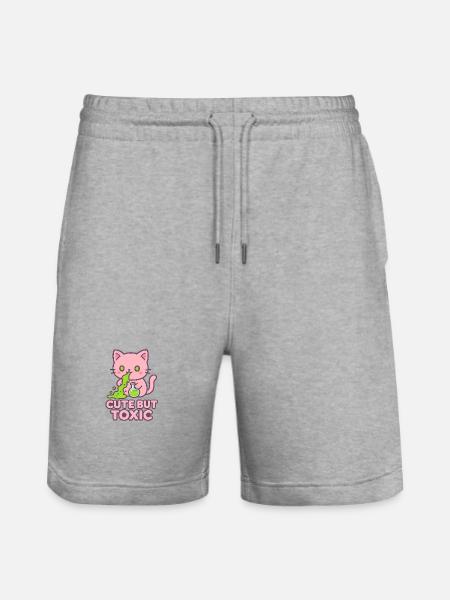 Toxic Kawaii Cat - Stanley/Stella Trainer Unisex Organic Jogging Shorts - heather grey
