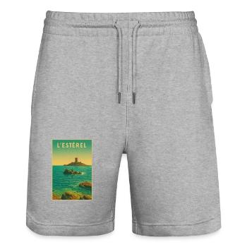 L'ÎLE D'OR - Short de jogging bio TRAINER Stanley/Stella unisexe - gris chiné - Devant - Nik (191cm) & Marisol (170cm)