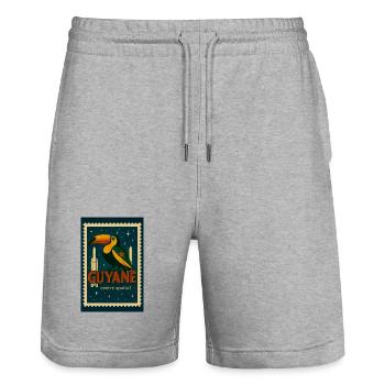 Toucan Spatial Guyana - Stanley/Stella Trainer Unisex Organic Jogging Shorts - heather grey - Front - Nik (191cm) & Marisol (170cm)