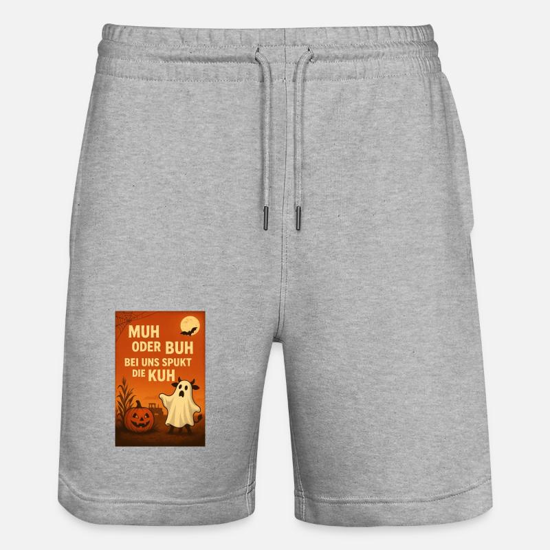 Spukkuh Halloween: MuH oder Buh - Stanley/Stella Unisex Bio Joggingshorts Trainer  - Grau meliert