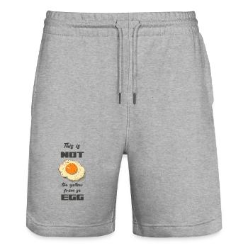 Dieses Ei ist nicht das Gelbe - Stanley/Stella Unisex Bio Joggingshorts Trainer  - Grau meliert - Vorne - Nik (191cm) & Marisol (170cm)