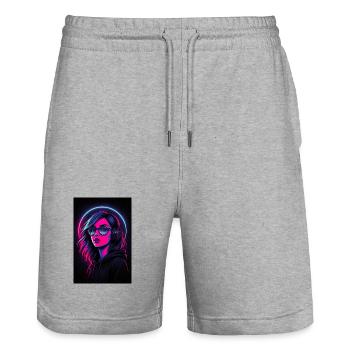 Gamerin  - Stanley/Stella Unisex Bio Joggingshorts Trainer  - Grau meliert - Vorne - Nik (191cm) & Marisol (170cm)