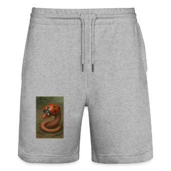 Marienkäfer und Regenwurm - Stanley/Stella Unisex Bio Joggingshorts Trainer  - Grau meliert - Vorne - Nik (191cm) & Marisol (170cm)