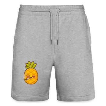Ananas Fou - Short de jogging bio TRAINER Stanley/Stella unisexe - gris chiné - Devant - Nik (191cm) & Marisol (170cm)