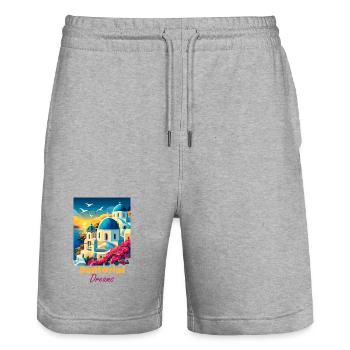 Santorin Dream Light - Short de jogging bio TRAINER Stanley/Stella unisexe - gris chiné - Devant - Nik (191cm) & Marisol (170cm)