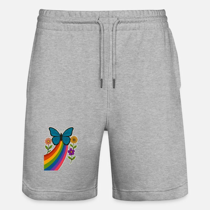 Regenbogen Schmetterling - Stanley/Stella Unisex Bio Joggingshorts Trainer  - Grau meliert