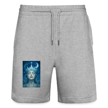 Icy Moon Queen - Stanley/Stella Trainer Unisex Organic Jogging Shorts - heather grey - Front - Nik (191cm) & Marisol (170cm)