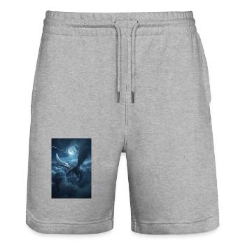 Le dernier dragon né du ciel - Short de jogging bio TRAINER Stanley/Stella unisexe - gris chiné - Devant - Nik (191cm) & Marisol (170cm)