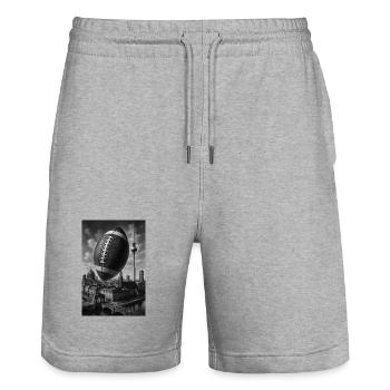 Berlin Football Skyline - Stanley/Stella Trainer Unisex Organic Jogging Shorts - heather grey - Front - Nik (191cm) & Marisol (170cm)